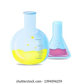 test tube glass chemical flask for conducting test reaction experience. Vector illustration