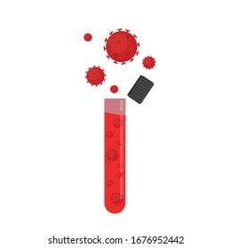 Test tube. Glass tube vector. virus vector. Virus in test tube.