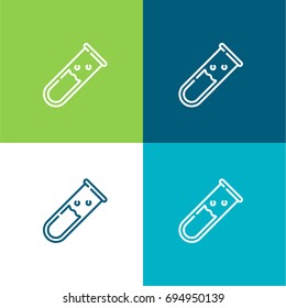 Test tube green and blue material color minimal icon or logo design