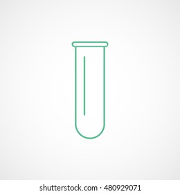 Test Tube Green Line Icon On White Background
