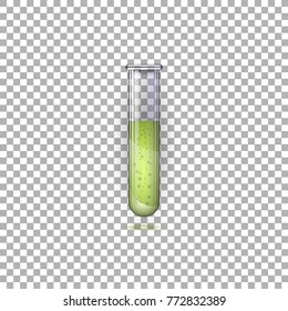test tube with green liquid