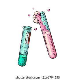 vector dibujado a mano en el tubo de ensayo. química de laboratorio, laboratorio de laboratorio, frasco de vidrio, boceto de tubo de ensayo de recipientes de medicamentos. ilustración de color aislado