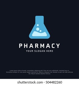 Test Tube health logo, abstract vector logo design template icon of company identity symbol concept for therapy service, pharmacy, hospital, medical clinic or any natural health care business