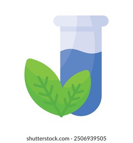 Test tube with herbs, concept icon of herbal medicine