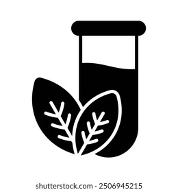Test tube with herbs, concept icon of herbal medicine