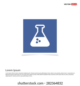 Test tube icon - abstract logo type icon - blue sticker background. Vector illustration