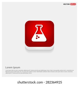 Test tube icon - abstract logo type icon - Red abstract 3d button with light board and shadow on gray background. Vector illustration