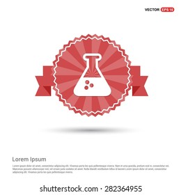Test tube icon - abstract logo type icon - Retro vintage badge and label red background. Vector illustration