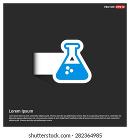 Test tube icon - abstract logo type icon - blue icon on white sticker on black background. Vector illustration