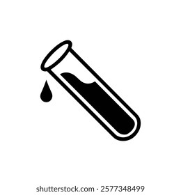 Test tube icon. Black Test tube silhouette vector illustration isolated on white background.