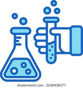 Ilustración vectorial azul del icono del tubo de ensayo