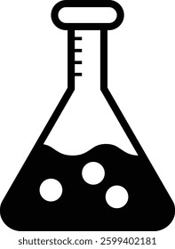 Test tube icon, Chemistry biaker with Erlenmeyer flask,  test tube holding chemicals flat design,  icon for science apps and websites