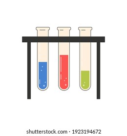 Test tube icon. Chemistry, laboratory and medical design elements. Vector flat illustration isolated on white background.