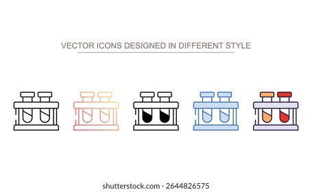 Design de ícone de tubo de teste com ilustração de estoque de fundo branco