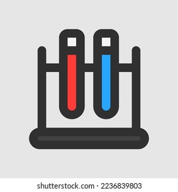 Test tube icon in filled line style about laboratory, use for website mobile app presentation