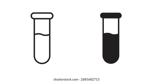 Ícone de tubo de ensaio logotipo preto e branco plano