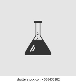Test tube icon flat. Black pictogram on grey background. Vector illustration symbol