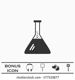 Test tube icon flat. Black pictogram on white background. Vector illustration symbol and bonus button