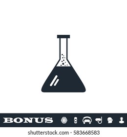 Test tube icon flat. Black pictogram on white background. Vector illustration symbol and bonus button