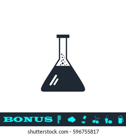 Test tube icon flat. Black pictogram on white background. Vector illustration symbol and bonus button