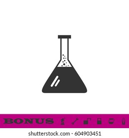 Test tube icon flat. Black pictogram on white background. Vector illustration symbol and bonus button