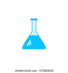 Test tube icon flat. Blue pictogram on white background. Vector illustration symbol