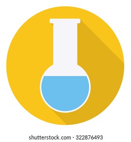 Test tube icon, flat design with long shadow