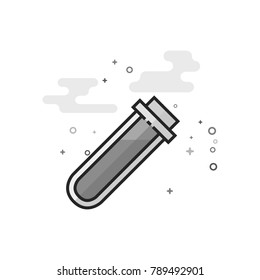 Test tube icon in flat outlined grayscale style. Vector illustration.