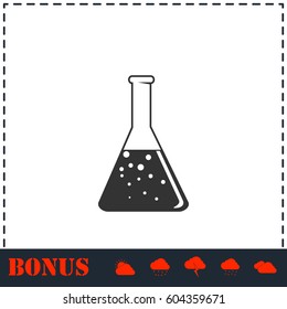 Test tube icon flat. Simple vector symbol and bonus icon