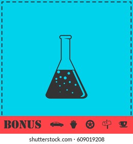 Test tube icon flat. Simple vector symbol and bonus icon