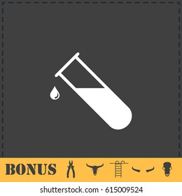 Test tube icon flat. Simple vector symbol and bonus icon