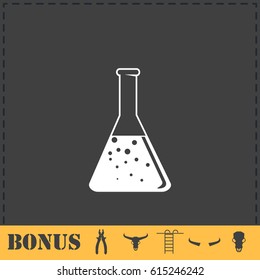 Test tube icon flat. Simple vector symbol and bonus icon