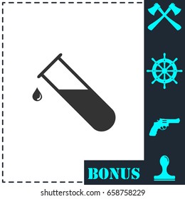 Test tube icon flat. Simple vector symbol and bonus icon