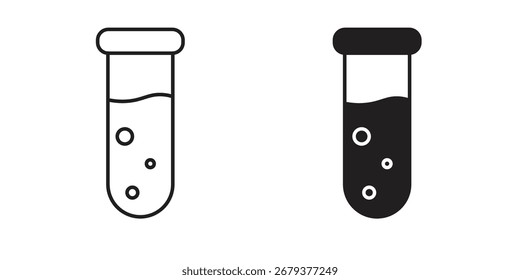 Test tube icon flat and stroke style pack on white background. Vector illustrations