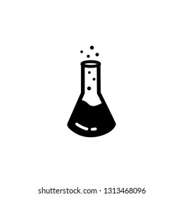 Test Tube Icon In Flat Style Vector. Black Flask Icon Vector Illustration