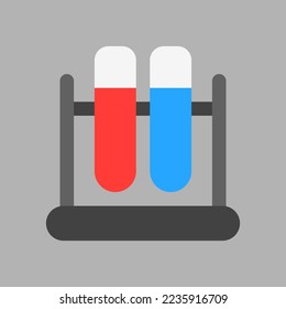 Icono de tubo de ensayo en estilo plano sobre laboratorio, uso para presentación de aplicaciones móviles del sitio web