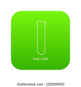 Test tube icon green vector isolated on white background