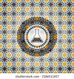 Prüfröhrensymbol auf arabischem Hintergrund. Arabeske Einrichtung. 