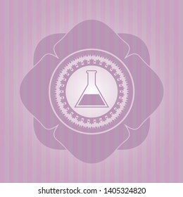 test tube icon inside badge with pink background