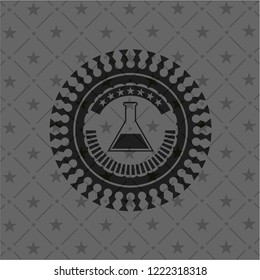 test tube icon inside black emblem. Vintage.