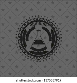 test tube icon inside black emblem. Vintage.