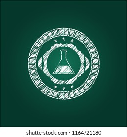 test tube icon inside chalk emblem