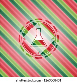 test tube icon inside christmas badge.