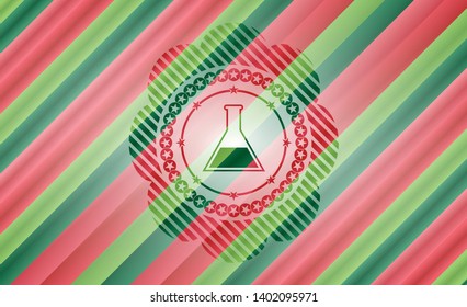 test tube icon inside christmas badge background.