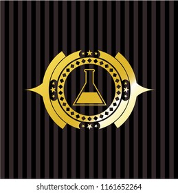 test tube icon inside gold shiny emblem