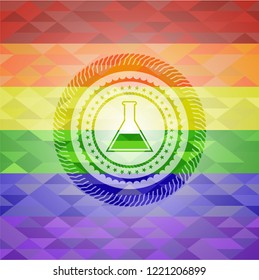 test tube icon inside lgbt colors emblem 