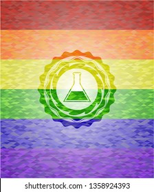 test tube icon inside lgbt colors emblem 