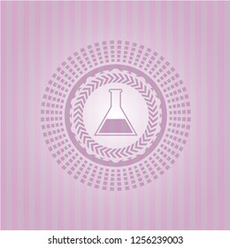 test tube icon inside pink icon or emblem