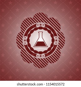 test tube icon inside realistic red emblem