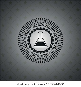 test tube icon inside realistic dark emblem